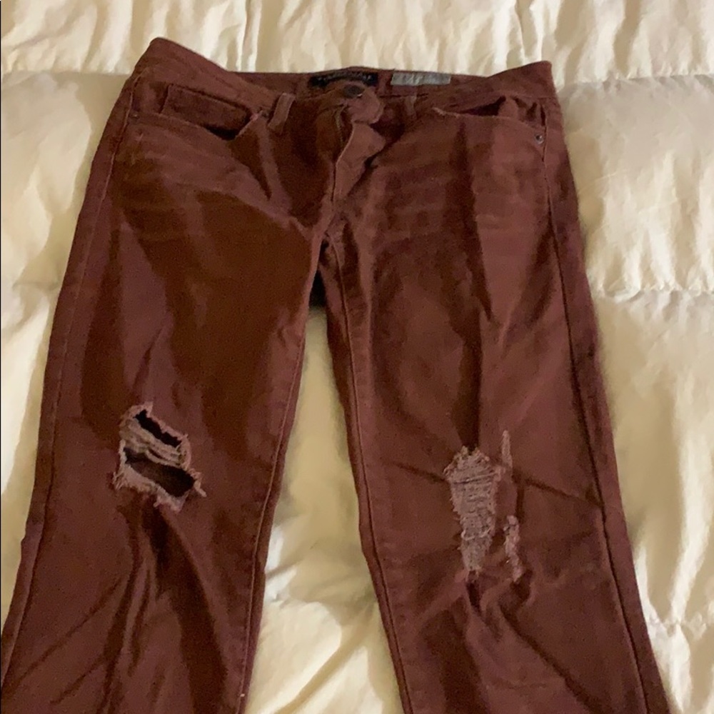 Maroon Ripped Jeans - Picture 3 of 6